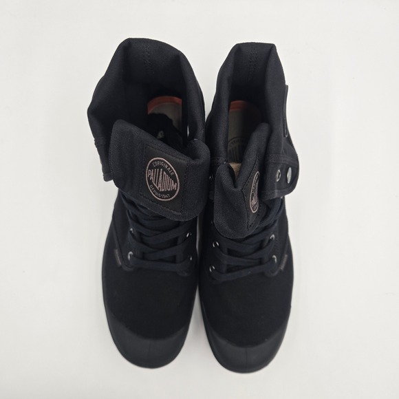 Palladium Baggy Men's Turn-down 02353-060-M Black/Black Canvas Combat Boots 10 - Picture 3 of 10
